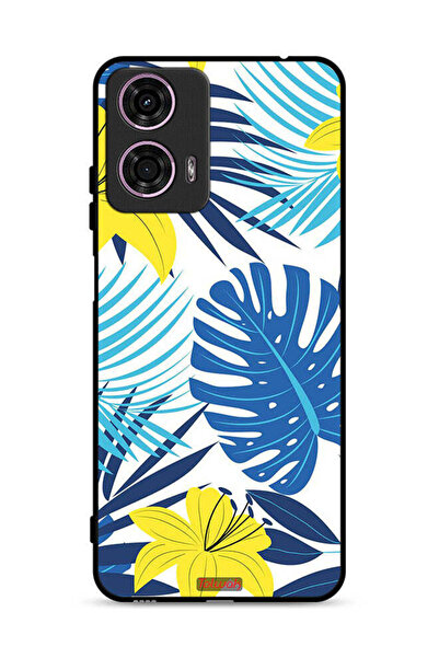 Tolwak غطاء حماية لهاتف موتورولا موتو جي 24 4G بنقشة ريش وزهور