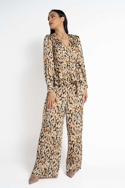 Nichii High-Waisted Wide-Leg Printed Trousers