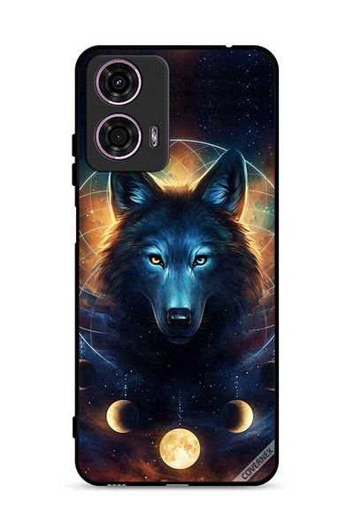 Covernex غطاء حماية لهاتف موتورولا موتو جي 24 4G بتصميم ذئب في الفضاء