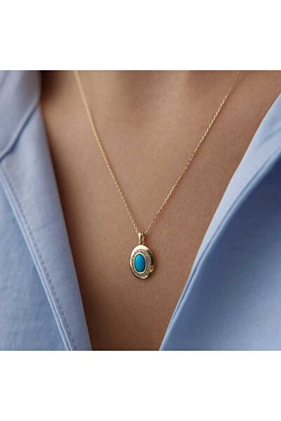 Cherry by Özkonak Firuze Taşlı Oval Kolye