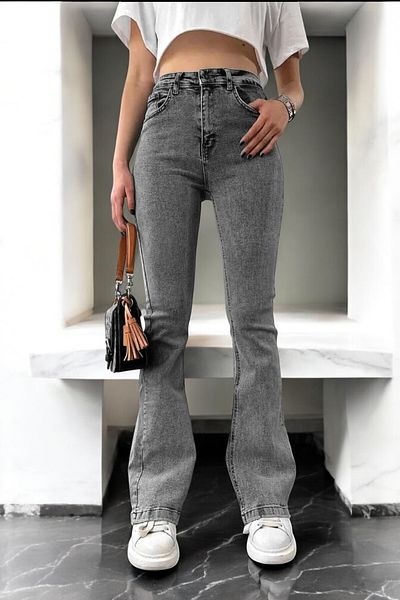 byhaziran butik Lenuta Smoked Fadeless Lycra Pantaloni din denim cu talie înaltă