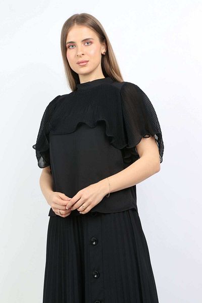 Nichii Women's Short Ruffled Sleeve Blouse