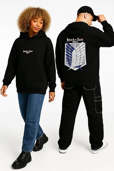 By Caspita Fashion Lenithra Attack on Titan Back Printed Unisex Oversize Black Hoodie