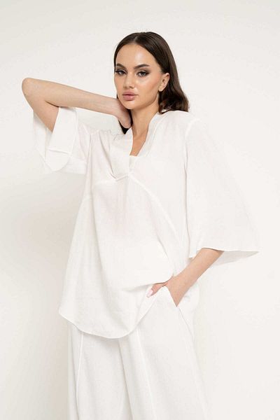 Nichii Women's Loose Solid 3/4 Sleeve Blouse