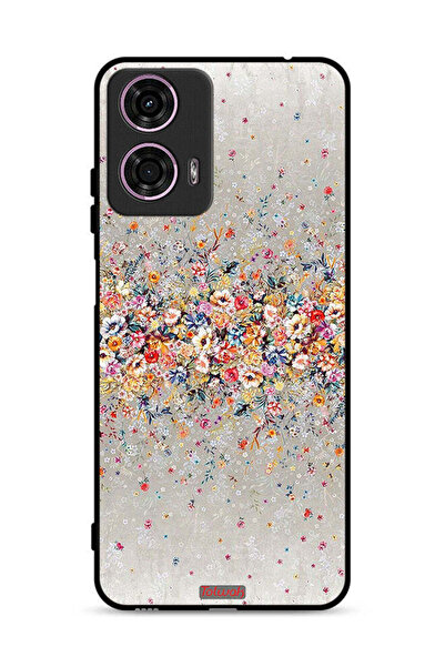 Tolwak غطاء حماية لهاتف موتورولا موتو جي 24 4G بنقشة زهور صغيرة وفن تجريدي