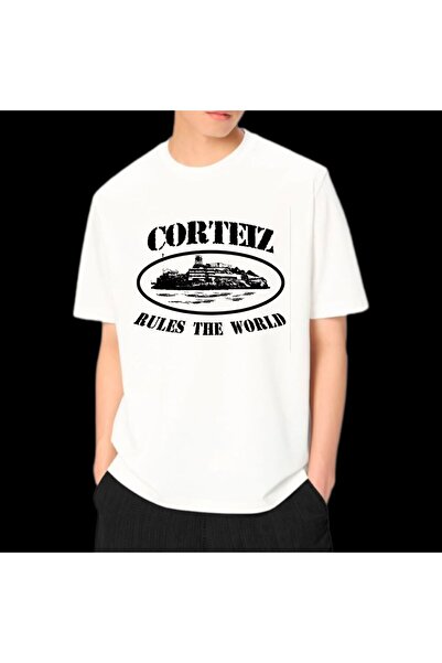 Harajuku Style ياقة دائرية كبيرة الحجم مطبوعة باللون الأبيض للنساء/الرجال للج...