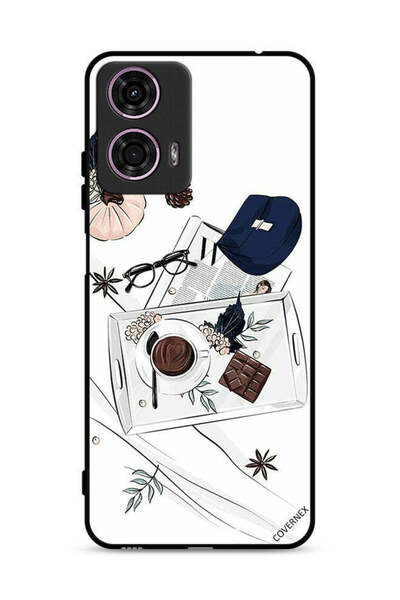 Covernex غطاء حماية لهاتف موتورولا موتو جي 24 4G بنقشة القهوة والشوكولاتة