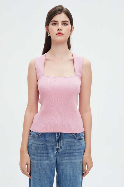 Nichii Women's Sleeveless Blouse with Wide Neckline
