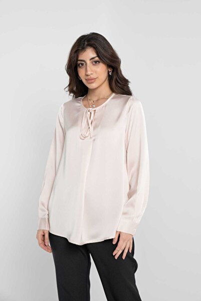 Nichii بلوزة نسائية كلاسيكية سادة بأكمام طويلة