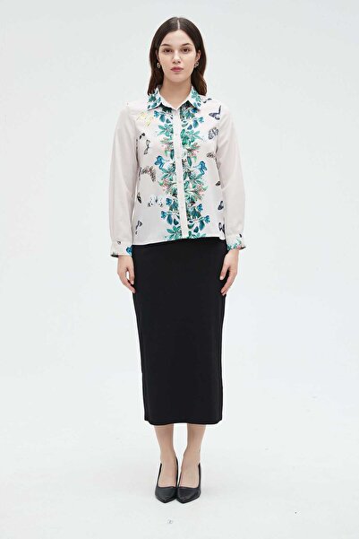 Nichii Women's Long Sleeve Blouse with Floral Print