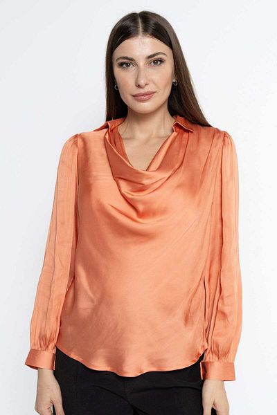 Nichii Soft Women's Long Sleeve Blouse with Small Collar