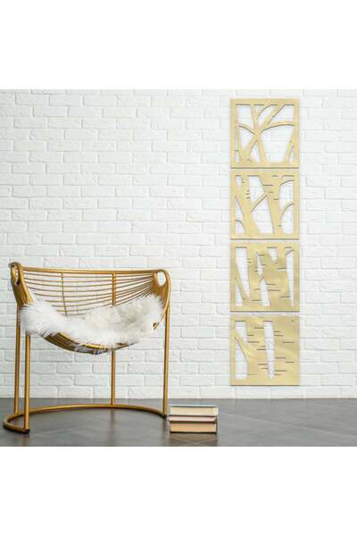 4gdran منحوتة اكريلك ذهبي مودرن بنقشة ساق البامبو