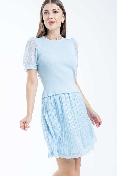 Nichii Women's Short Sleeve Pleated Chiffon Top
