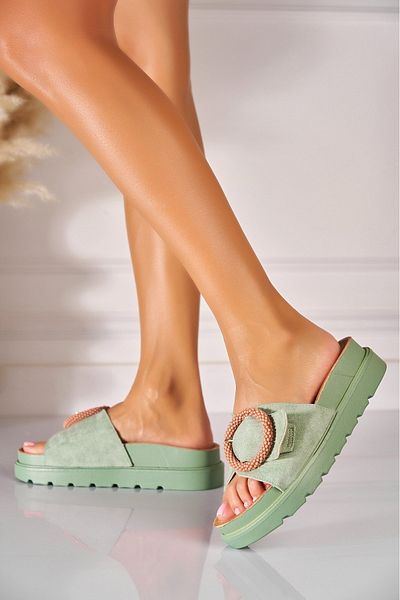 Joana Green Slippers/Flip Flops Made of Eco-Suede Leather Licya