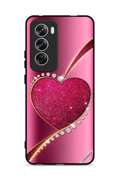 Covernex غطاء حماية لهاتف Oppo Reno12 5G بتصميم قلب لامع من الألماس