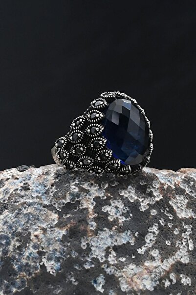 Prestige Lacivert Zirkon Taşlı 925 Ayar Gümüş Yüzük Zirkon Taş Süslemeli 902067