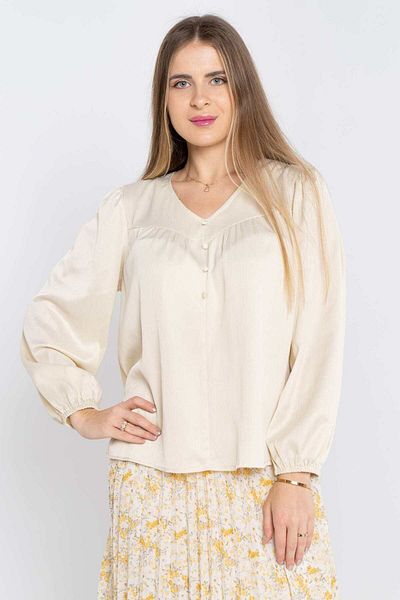 Nichii Women's Solid Top with Front Buttons and Long Sleeves