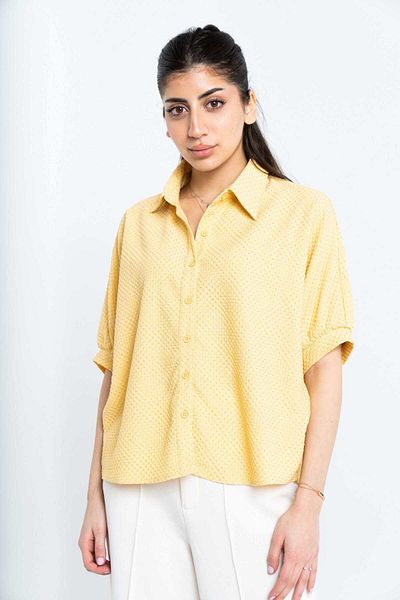 Nichii Women's Polka Dot 3/4 Sleeve Shirt with Front Buttons