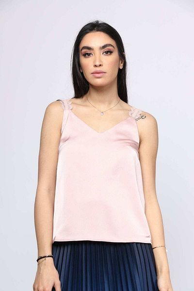 Nichii Lace Strap Solid Satin Blouse