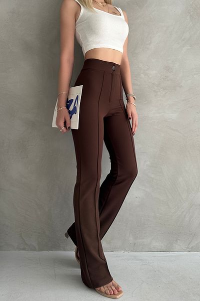 JamaisVu Women's High Waist Gathering Flared Leg Pants