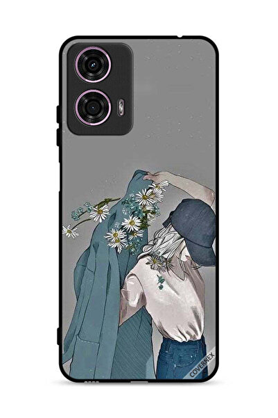 Covernex غطاء حماية لهاتف موتورولا موتو جي 24 4G، رسم فتاة ترتدي معطفًا