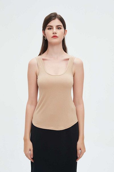 Nichii Women's Solid Fitted Tank Top with Straps