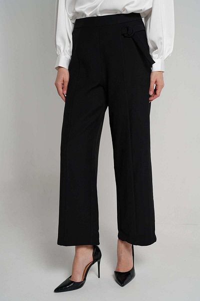 Nichii Women's Wide-Leg Long Pants with Side Ties