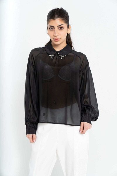 Nichii Women's Long Sleeve Sheer Evening Top