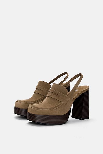 Pull & Bear Leather platform loafers