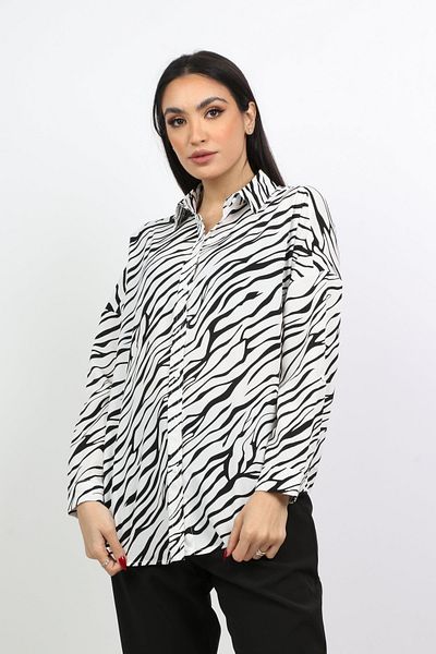 Nichii Women's Long Sleeve Casual Zebra Print Shirt