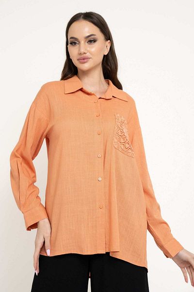 Nichii Women's Solid Shirt with Front Buttons and Long Sleeves and Pocket