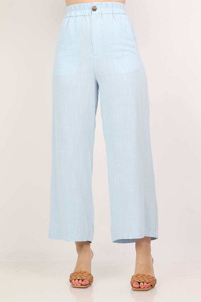 Nichii Women's High-Waisted Ruffled Waist Pants with Button and Wide Zipper