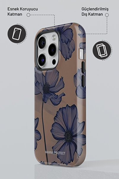 WANNA PROTECT iPhone 16 Pro Max Çift Katmanlı Darbe Emici Koruma Güller Parlak Superior PROTECT Telefon Kılıfı