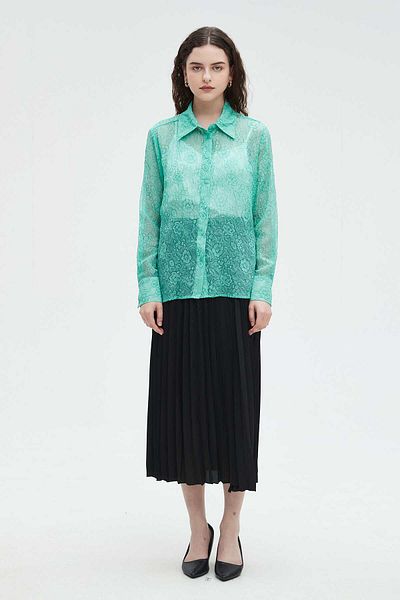 Nichii Women's Long Sleeve Sheer Shirt