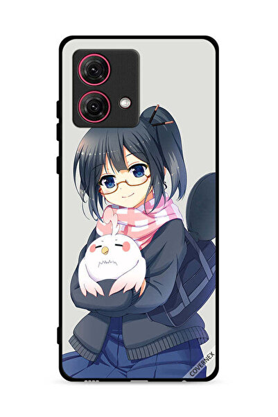 Covernex غطاء حماية لهاتف موتورولا موتو جي 84 5 جي، رسم فتاة تحمل حيوانًا أليفًا