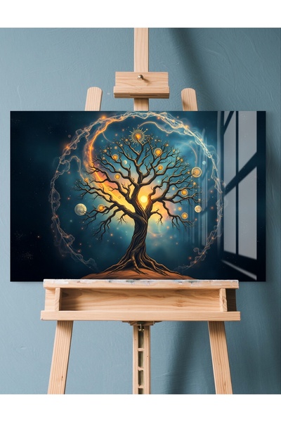 BV DEKOR Γυάλινη ζωγραφιά "Δέντρο της Ζωής" - Κοσμικό Σχέδιο Μοντέρνα Διακόσμ...