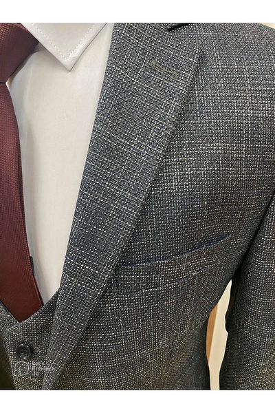 HÜRMEN Navy Blue Melange Vest Suit