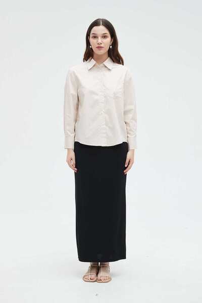 Nichii Women's Short Sleeve Solid Blouse with Collar