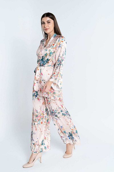 Nichii Women's Long Wide Floral Print Trousers