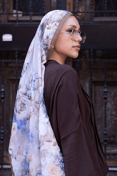 Oxygen Scarfs Mystic Bloom Pattern Cotton Silk Shawl