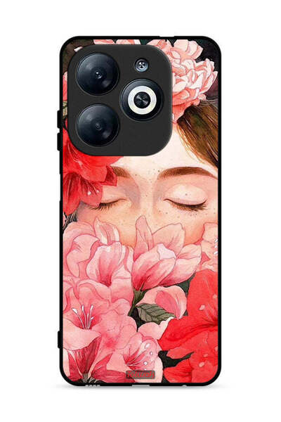 Tolwak غطاء حماية لهاتف إنفينيكس سمارت 8 4G، وجه فتاة مختبئة في فن الزهور