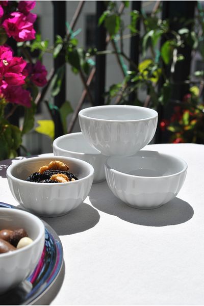 Qualitev 3 Pieces Porcelain Coffee Side Turkish Delight Bowl Snack Bowl Sugar Bowl 7 cm