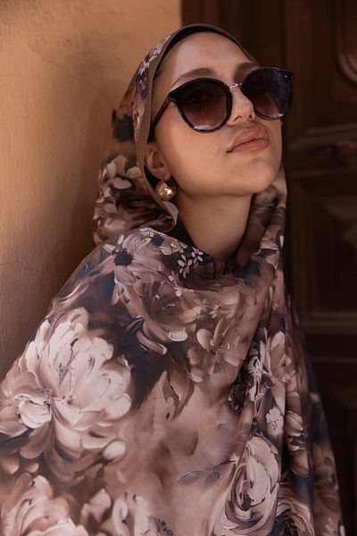 Oxygen Scarfs Mystic Bloom Pattern Cotton Silk Shawl