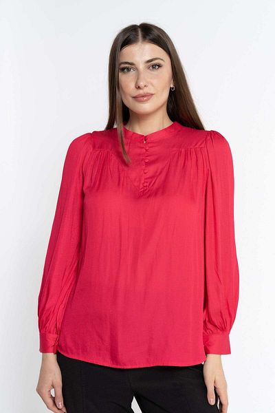 Nichii Women's Long Sleeve Blouse with Buttons at the Chest