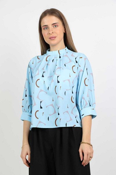 Nichii Women’s Printed 3/4 Sleeve Blouse with Neckline