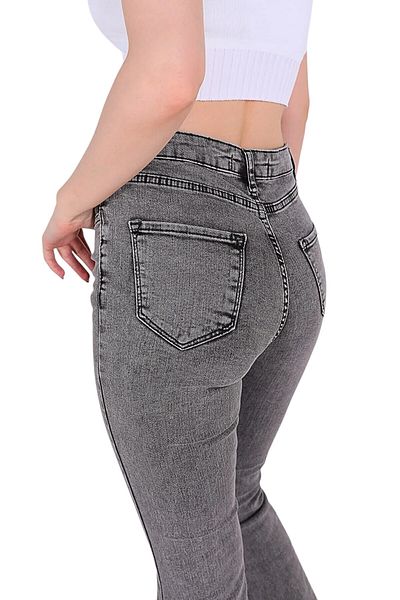 byhaziran butik Anemona Smoked Colorfast Lycra High Waist Spanish Leg Jeans