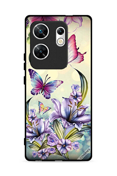 Covernex غطاء حماية لهاتف Infinix Zero 30 4G بنقشة زهور أرجوانية وفراشات