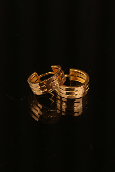 Çgk Çiğdem Gürel Kuyumculuk ÇGK 8 Ayar Altın 3 Sıralı Ajda Halka Küpe