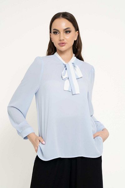 Nichii Women's Long Sleeve Solid Color Shirt with Tie