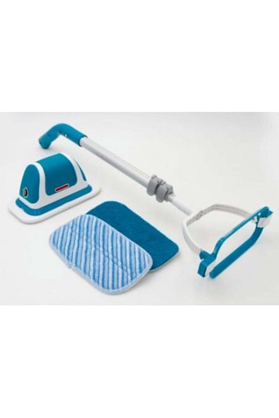 FOXMAG24 Aparat de curățat electric, pentru suprafețe multiple, cu vibrații, mâner extensibil, fără fir, alb/albastru